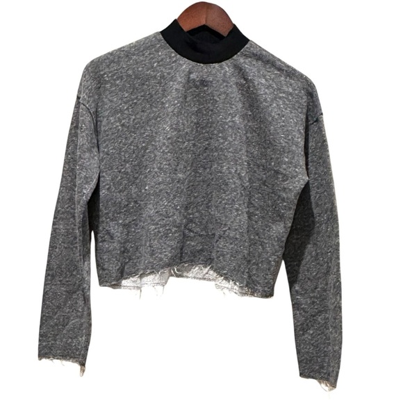 Alala Activewear Cropped Athleisure Mock Knit Sweatshirt Top  Size Small Raw Hem - Picture 1 of 8